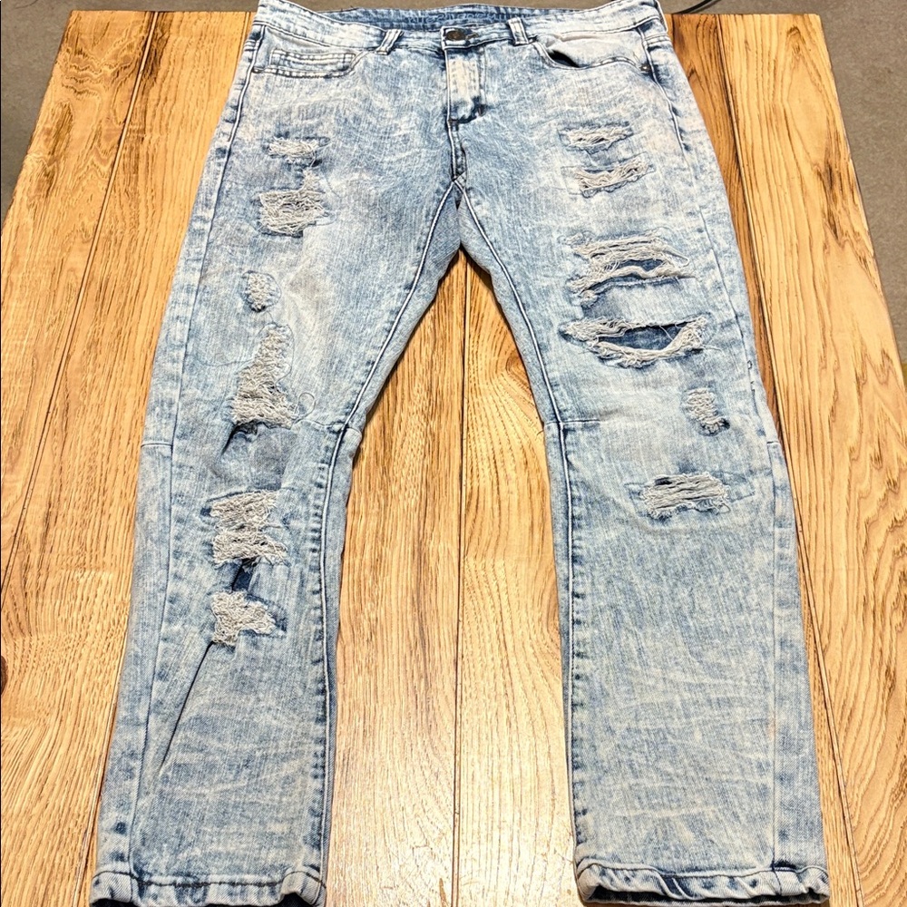 Rue21 Blue Supreme Flex Skinny Arc  Distressed Vintage Look NWOT